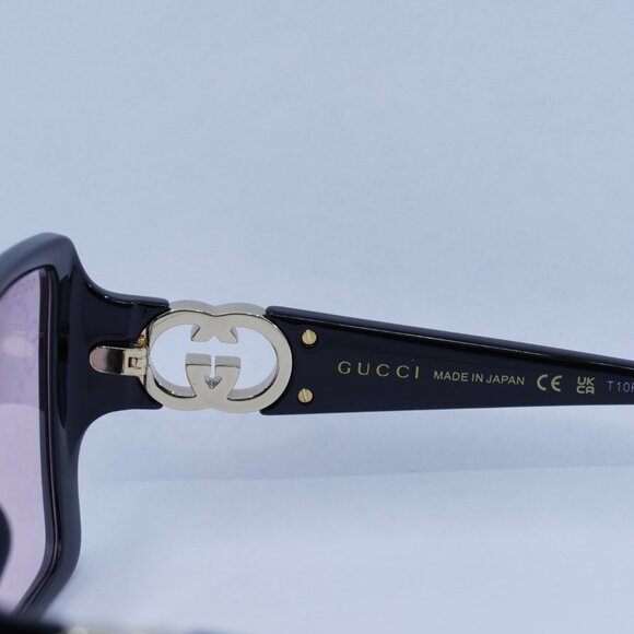 🕶️ New Gucci GG1692S 006 Sunglasses - Black Frame, /Pink with GG Pattern Lenses - Picture 9 of 13